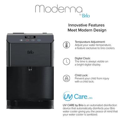 Brio 700 Series Countertop Digital 3-Stage Water Cooler Dispenser, Connects to Your Water Line, Height 19.3" | Fridge.com