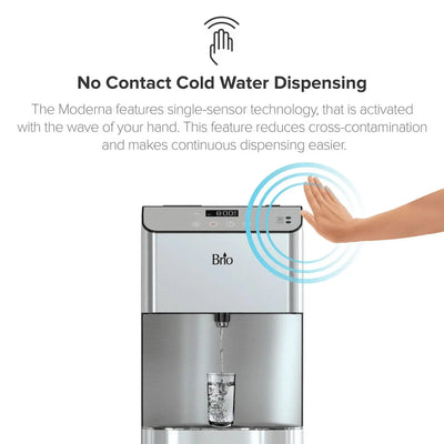 Brio 700 Series Self Cleaning 3-5 Gallon Capacity Bottom Load Custom Tri Temp Touchless Dispense Water Cooler Dispenser Ranging from 39-59°F Cold, 174–194°F Hot and Room Temperature Water Settings | Fridge.com