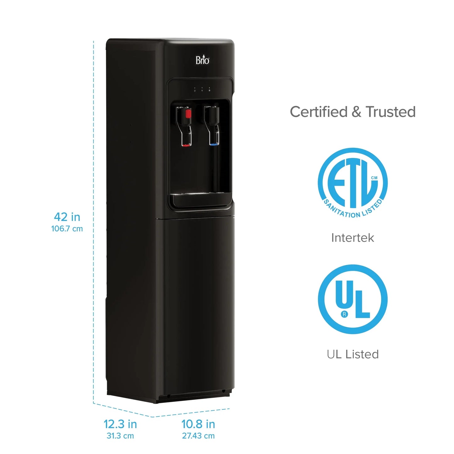 Brio Bottleless 2-Stage Filtration Water Dispenser, Tri-Temp, Connects to Your Water Line, Height 42" | Fridge.com