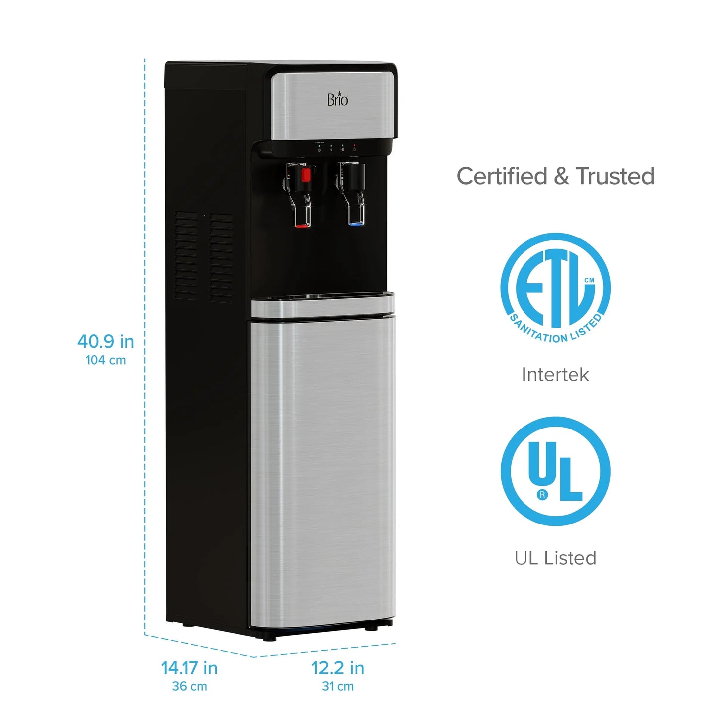 Brio Bottom Load Water Cooler Dispenser for 5 Gallon Bottles – Paddle Dispensing, CLBL320SCP | Fridge.com