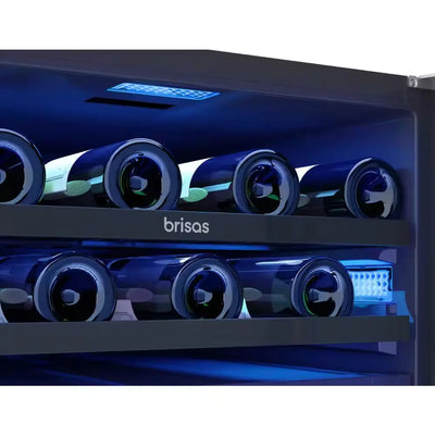 Brisas 24 In. 21-Bottle Wine and 64-Can Dual Zone under Counter Beverage Cooler in Stainless and Glass | Fridge.com