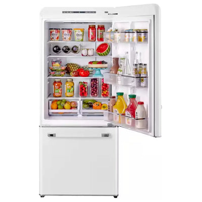 Classic Retro 30 in 17.7 Cu. Ft. Frost Free Retro Bottom Freezer Refrigerator in Marshmallow White, ENERGY STAR | Fridge.com