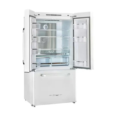 Classic Retro 36 in 21.4 Cu. Ft. 3-Door French Door Refrigerator with Ice Maker in Marshmallow White, Counter Depth | Fridge.com