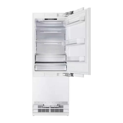 Classico 30 In. 16 CF TTL. Counter-Depth Built-In Bottom Mount Refrigerator, Rh-Hinge in Stainless Steel W- Brass Trim | Fridge.com