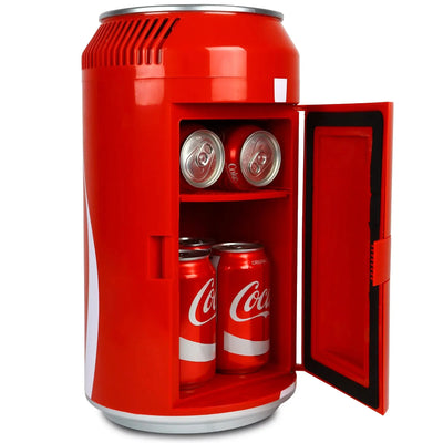 Coca-Cola 8 Can Portable Mini Fridge, 5.4L (5.7 Qt) Compact Personal Travel Fridge for Snacks Lunch Drinks Cosmetics, Includes 12V and AC Cords, Cute Desk Accessory for Home Office Dorm Travel, Red | Fridge.com