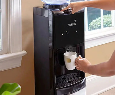 Primo® Water Deluxe Dispenser Top Loading, Hot/Cold/Cool Temp, Stainless Steel | Fridge.com