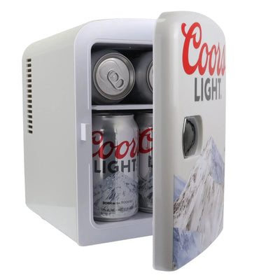 Coors Light 6 Can Mini Fridge 4L Mini Electric Cooler Travel Compact Portable 12V Car Cooler Gray | Fridge.com