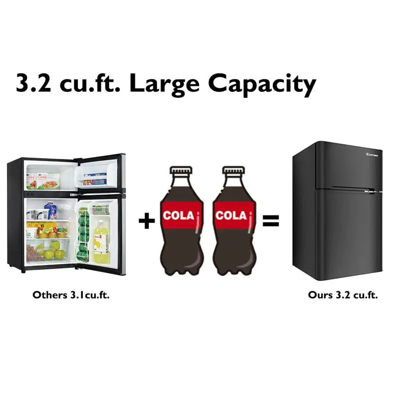 Costway 3.2 Cubic Feet Portable Freestanding Mini Fridge with Freezer | Fridge.com