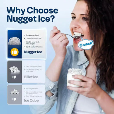 10.7 In. 33 Lb./Day Chewable Nugget Ice Countertop Portable Ice Maker in Black | Fridge.com