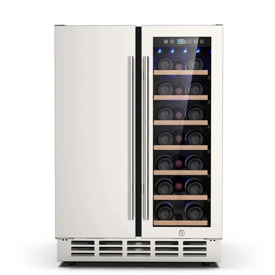 Domccy® 23.4'' 20 Bottle and 57 Can Dual Zone Wine & Beverage Refrigerator | Fridge.com