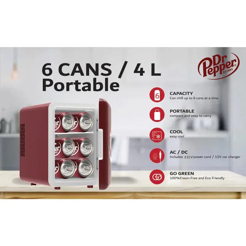 Dr. Pepper 6 Cans (12 Oz.) 0.14 Beverage Refrigerator | Fridge.com