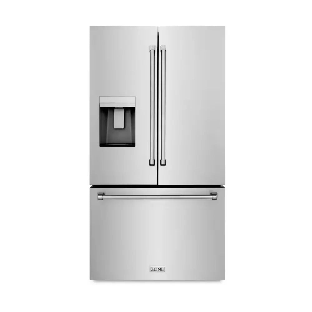 36 In. 3-Door French Door Refrigerator W/ Dual Ice Maker in Fingerprint Resistant Stainless & Square Champagne Bronze | Fridge.com
