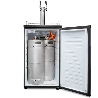 Dual Tap Kegerator, Draft Beverage Dispenser and Universal Beer Cooler, Black | Fridge.com