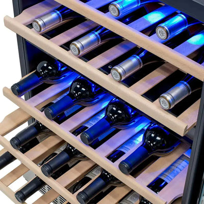 Dual Zone 24 In. 46-Bottle Built-In Wine Cooler Fridge Refrigerator with Lock and Reversible Door in Stainless Steel | Fridge.com