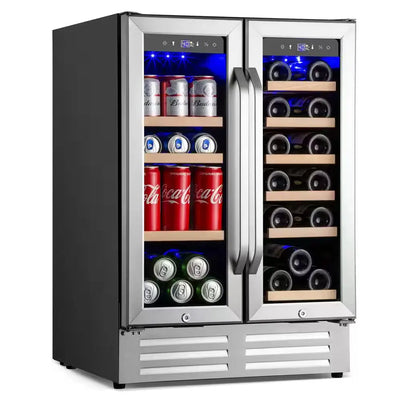 Dual Zone 24 In.18-Bottle Wine and 88-Can Built-In and Freestanding Beverage Cooler, Stainless Steel | Fridge.com