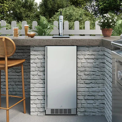 Edgestar Outdoor Party 3.35 Cubic Feet Stainless Steel Outdoor Freestanding Kegerator with Door Lock and Adjustable Temperature | Fridge.com