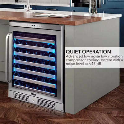 Elite Spectrum Lightshow 54 Bottle Stainless Steel 24 In. Built-In Wine Refrigerator with Touch Controls and Lock | Fridge.com