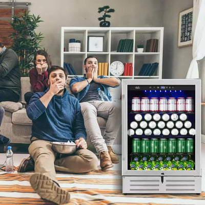 24 In. 210 (12 Oz.) Can Built-In/Freestanding Beverage Cooler Fridge with Adjustable Shelves in Stainless Steel | Fridge.com