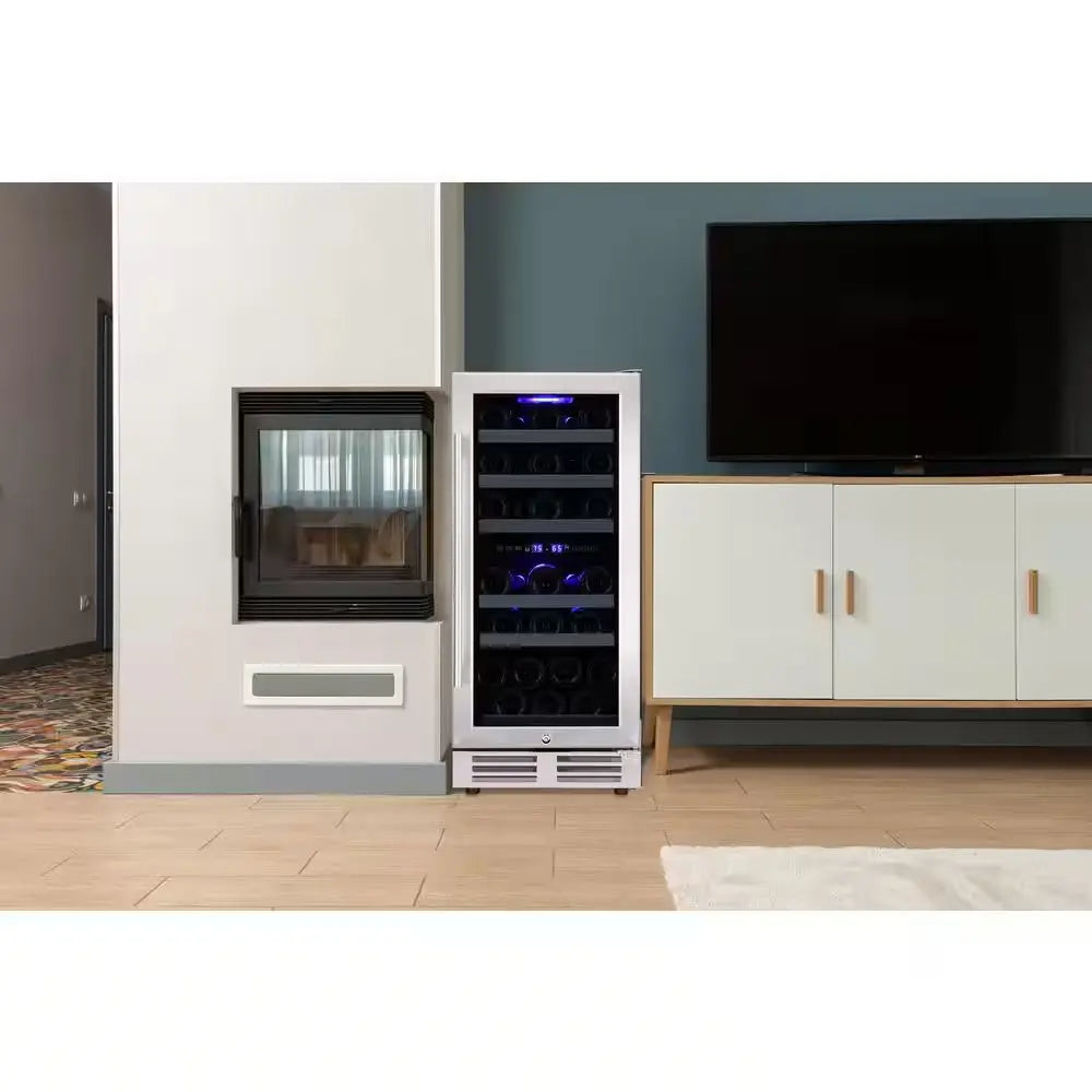 15-In W 25-Bottle Capacity Stainless Steel Dual Zone Cooling Built-In/Freestanding Wine Cooler | Fridge.com
