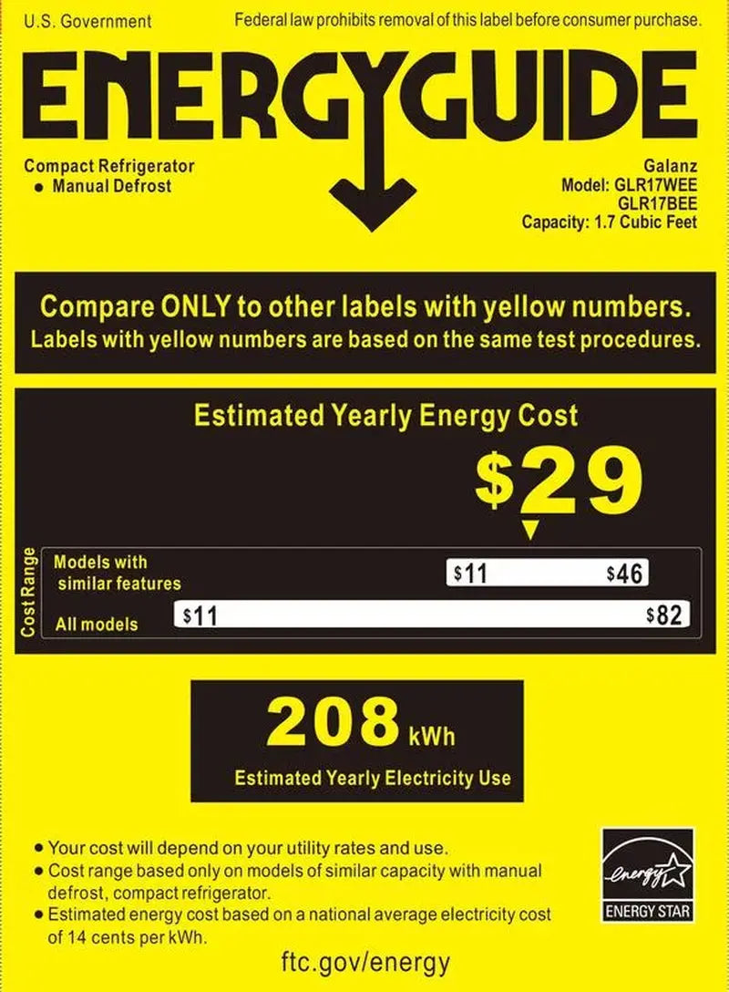Galanz 1.7 Cu Ft Mini Fridge Retro, White, New, Width 17.48" | Fridge.com