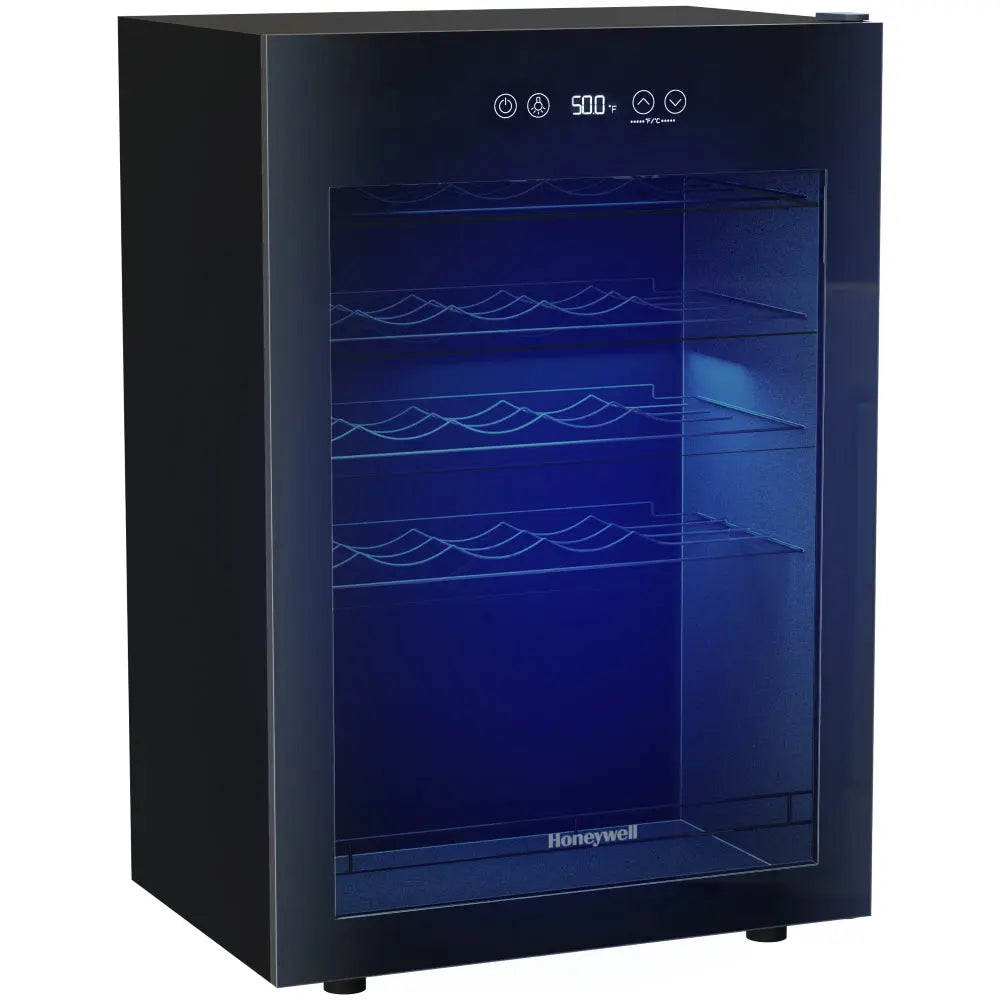 Honeywell 18.9 In. 24-Bottle Wine Cooler and 24-Can Beverage Cooler in Black with Digital Thermostat | Fridge.com