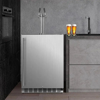 Icejungle 6.04 Cubic Feet Silver Outdoor Dual Tap Half Barrel (Full Size) Freestanding Kegerator with Door Lock and Adjustable Temperature | Fridge.com