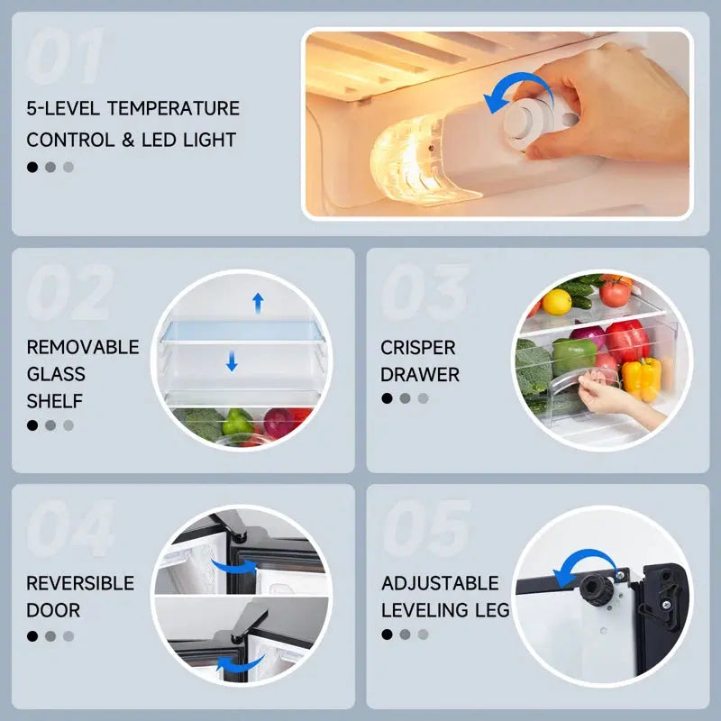 Iseasy 4.4 Cubic Feet Portable Freestanding Mini Fridge with Freezer | Fridge.com