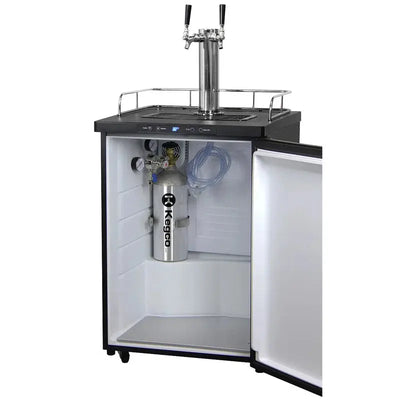 Kegco 1 Cubic Feet Black Dual Tap Freestanding Kegerator with Adjustable Temperature | Fridge.com
