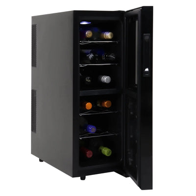 Koolatron 12 Bottle Dual Zone Wine Cooler with Digital Controls WC12DZ, Black | Fridge.com