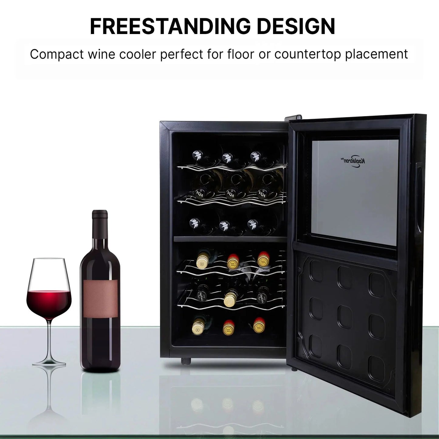Koolatron 18 Bottle Dual Zone Wine Cooler Freestanding Wine Fridge Black | Fridge.com