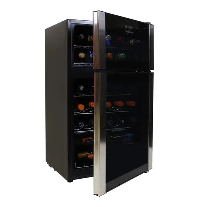 Koolatron 29 Bottle Dual Zone Wine Cooler Freestanding Wine Cellar, Black | Fridge.com