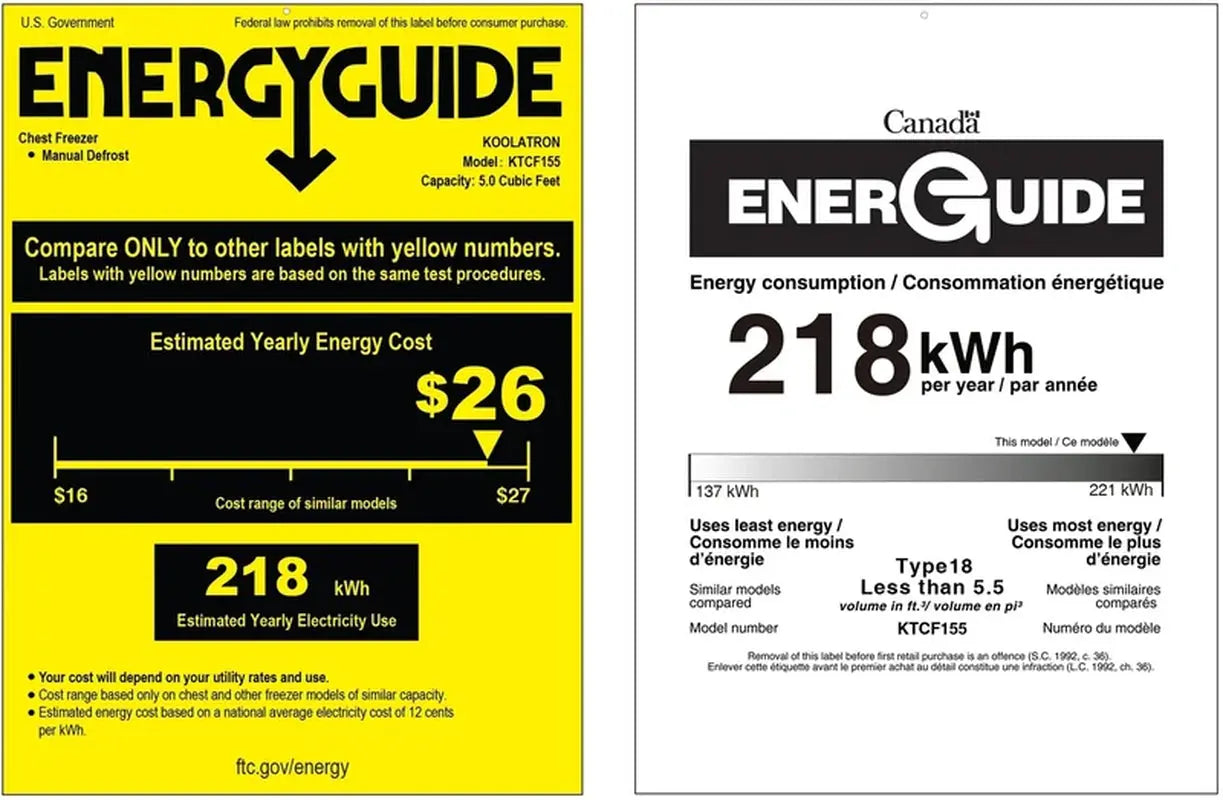 Koolatron Compact Chest Freezer 5.0 Cu Ft (142L) White, Manual Defrost | Fridge.com