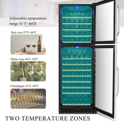 Lanbo 162 Bottle Built-In Dual Zone Compressor Wine Cooler 24 Inch Width | Fridge.com