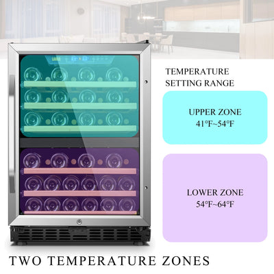 Lanbo 24 Inch Width 44 Bottle Built-In Compressor Dual Zone Wine Cooler | Fridge.com