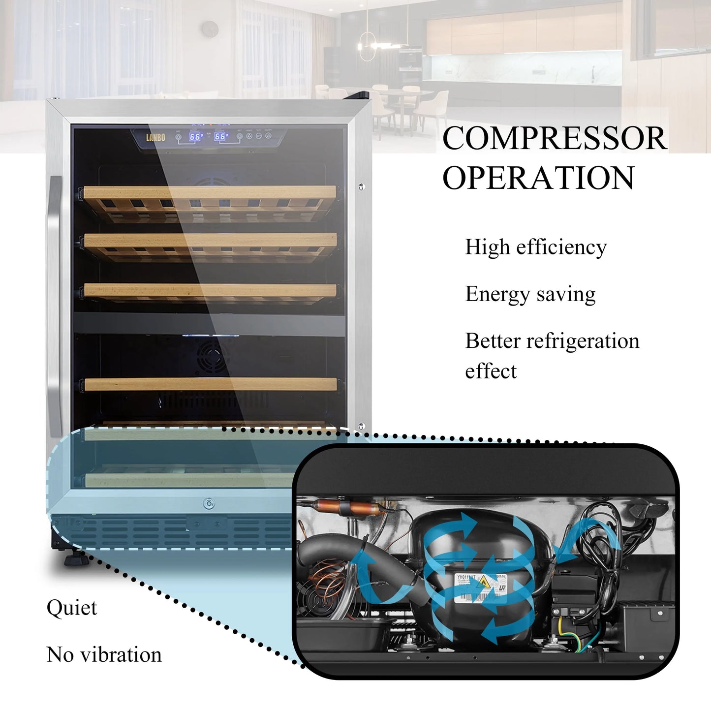 Lanbo 24 Inch Width 44 Bottle Built-In Compressor Dual Zone Wine Cooler | Fridge.com