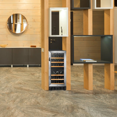 Lanbo 28 Bottle under Counter Dual Zone Wine Cooler Refrigerator 15 Inch Width | Fridge.com