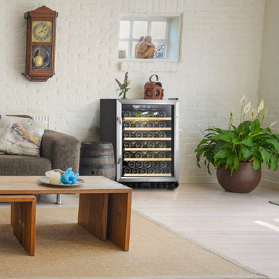 Lanbo 52 Bottle under Counter Single Zone Wine Cooler Refrigerator 24 Inch Width | Fridge.com