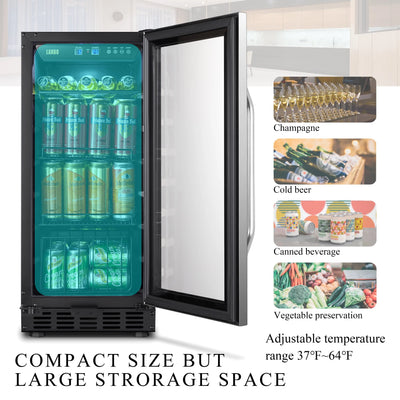 Lanbo 70 Cans under Counter Compressor Beverage Cooler Refrigerator, 15 Inch Width | Fridge.com