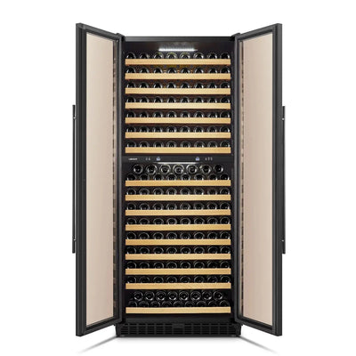 Lanbopro 287 Bottle Dual Zone Black Compressor Wine Cooler 32 Inch Width | Fridge.com