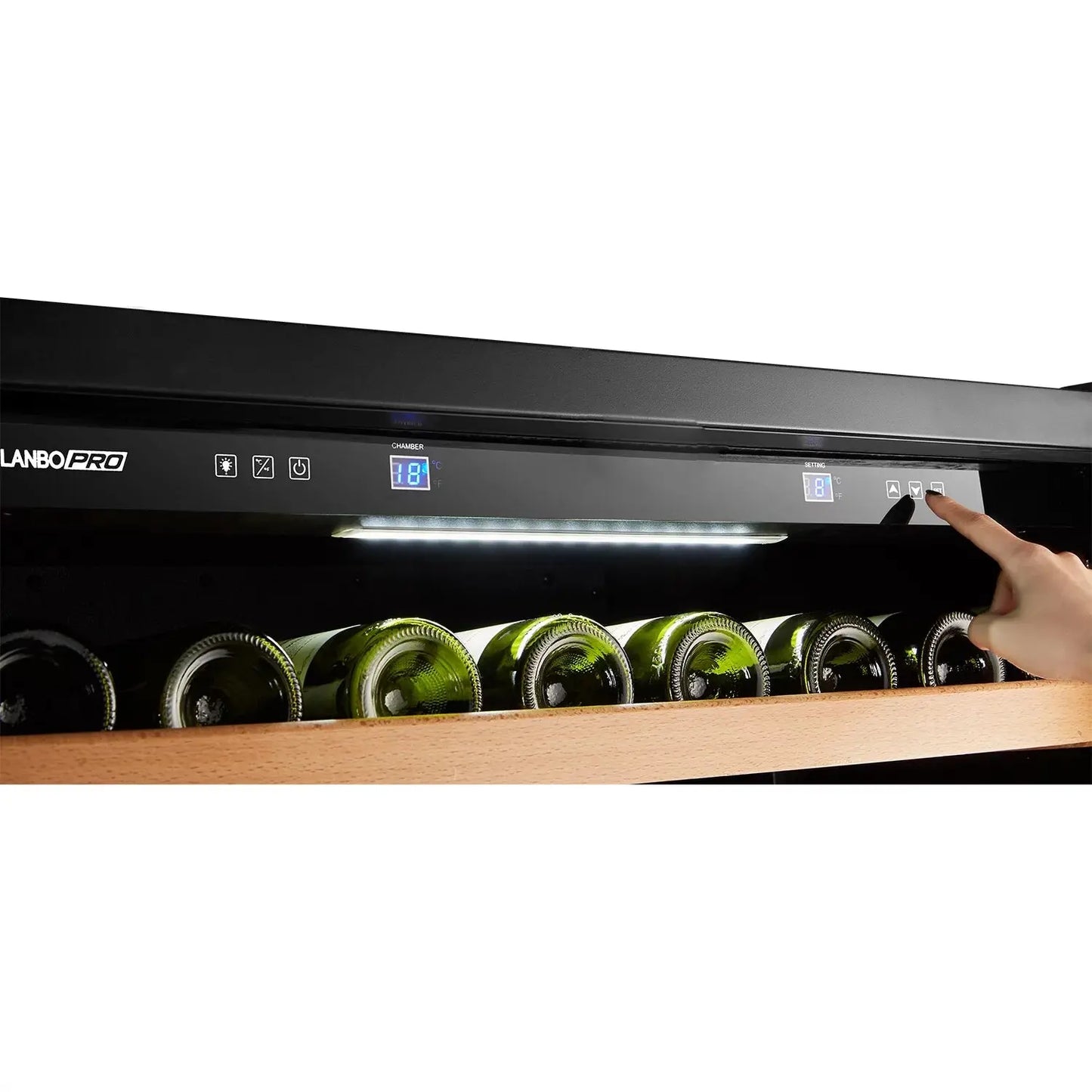 Lanbopro 289 Bottle Single Zone Compressor Wine Cooler in Glass French-Door 32 Inch | Fridge.com