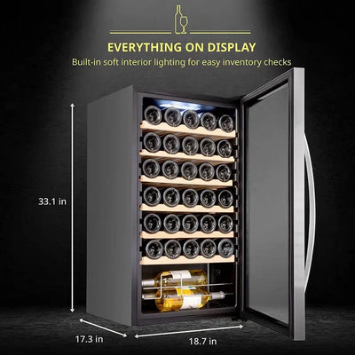 Schmécké 34 Bottle Compressor Wine Cooler Refrigerator W/Lock - Large Freestanding Wine Cellar | Fridge.com