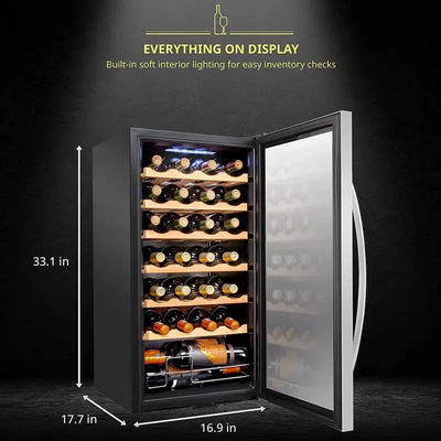 Schmécké 28 Bottle Compressor Wine Cooler Refrigerator W/Lock - Large Freestanding Wine Cellar | Fridge.com