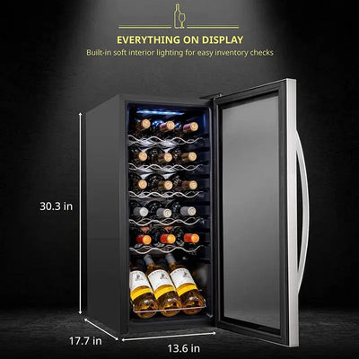 Schmck 18 Bottle Compressor Wine Cooler Refrigerator W/Lock - Large Freestanding Wine Cellar for Red | Fridge.com