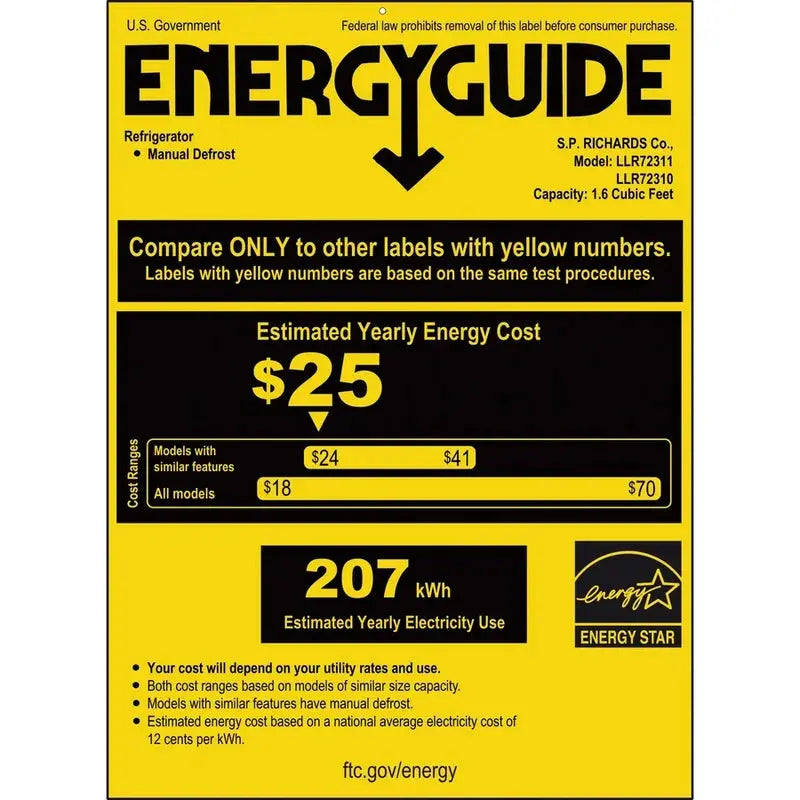 Lorell 1.6 Cubic Feet Freestanding Mini Fridge with Freezer | Fridge.com