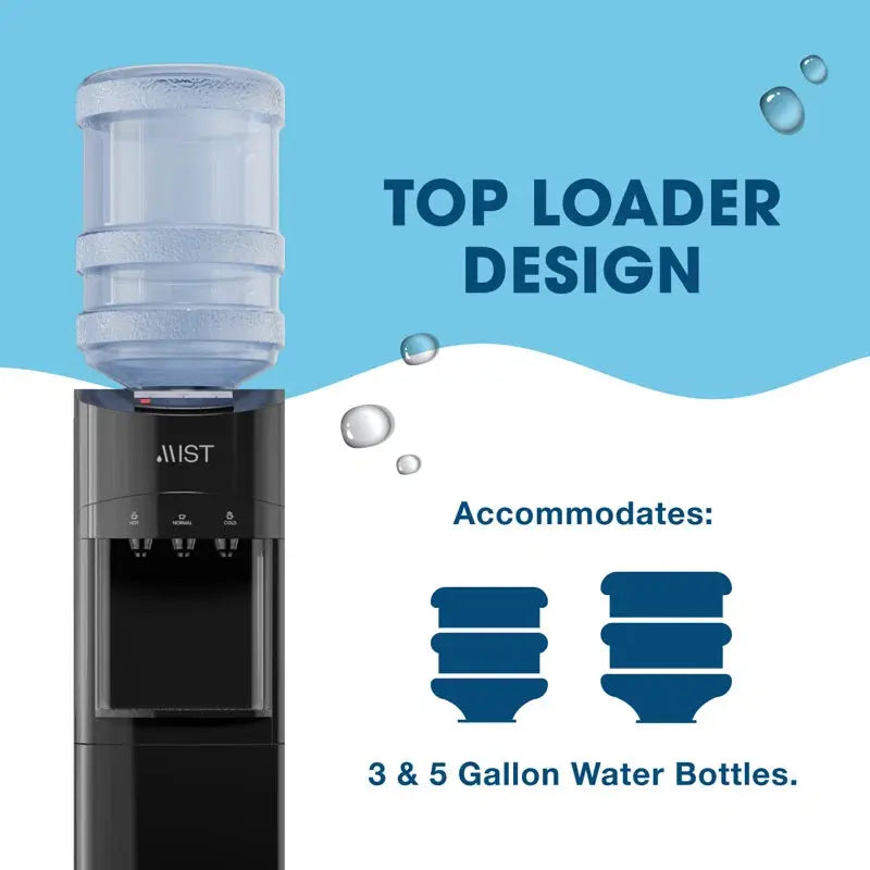 MIST Black Free Standing Top Loading Electric Water Dispenser | Fridge.com