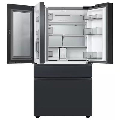 Bespoke 23 Cu. Ft. 4-Door French Door Smart Refrigerator with Family Hub in Charcoal Glass/Matte Black, Counter Depth | Fridge.com