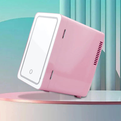 Mini Fridge Cooler and Warmer Combo, 6.2L Skincare Fridge with LED Makeup Mirror, Portable Fridge for Makeup, Skincare, Snacks, Pink | Fridge.com
