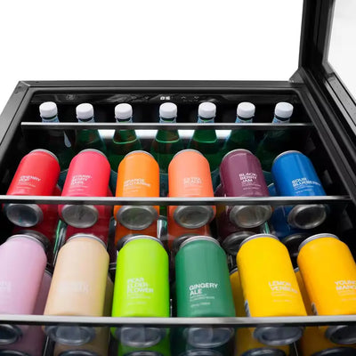 Monument 24 In. Single Zone 154-Can Beverage Fridge with LED Lighting in Stainless Steel | Fridge.com