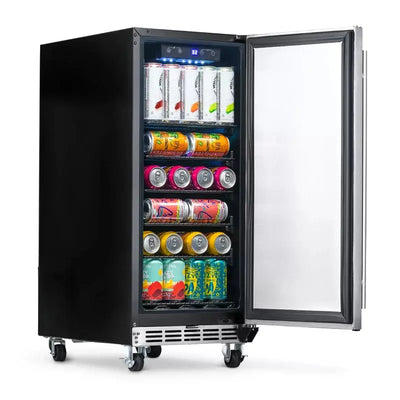 Newair 15" Built-In 90 Can Outdoor Beverage Fridge in Weatherproof Stainless Steel | Fridge.com