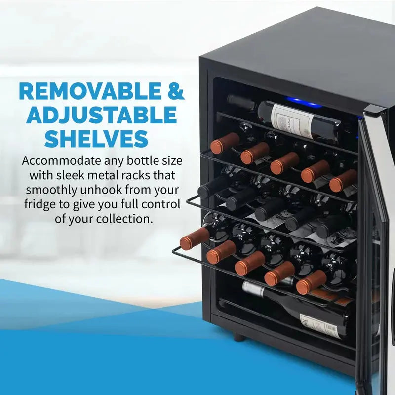 Newair 23 Bottle Single Zone Freestanding Wine Cooler in Stainless Steel | Fridge.com